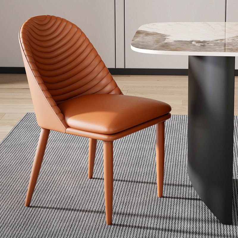 Minimalist Armless Solid Back Chair Leather Dining Side Chair Clearhalo 'Dining Chairs' 'Dining Tables & Seating' 'dining_chair' 'furn' 'furn_dining_chair' 'Furniture' 'furniture_dining_chair' 'Kitchen & Dining Furniture' 1200x1200_aa368213-6be9-4280-abad-be4825a7ee6d