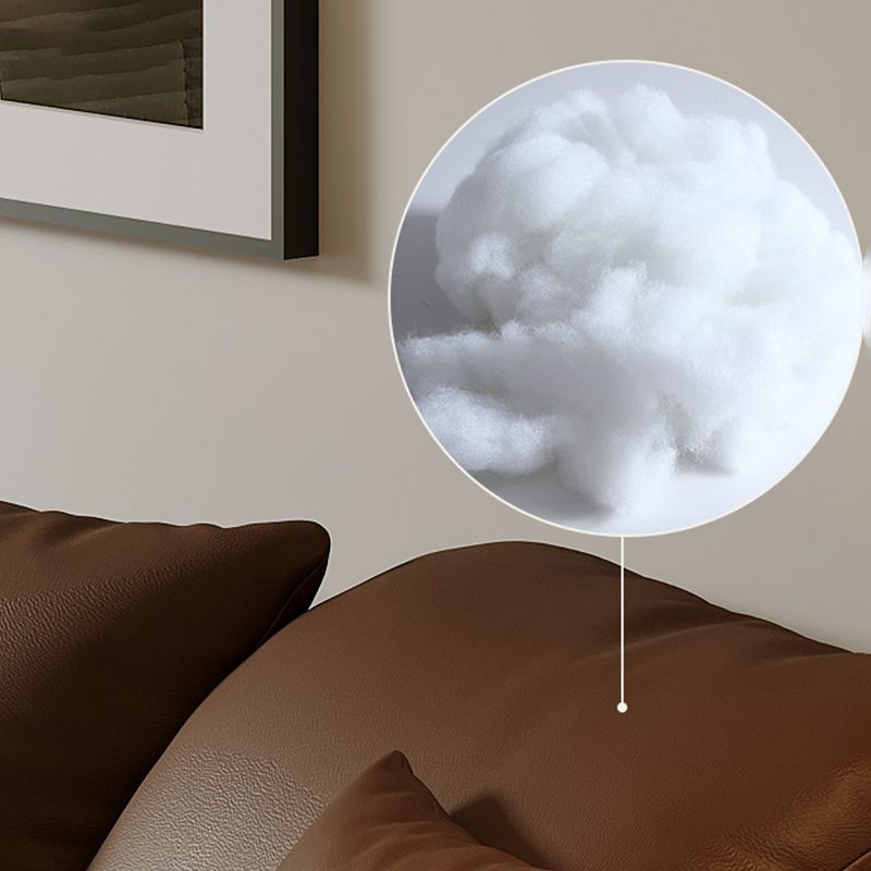 Genuine Leather Square Arm Sofa in Brown Simple Standard Sofa with Pillows