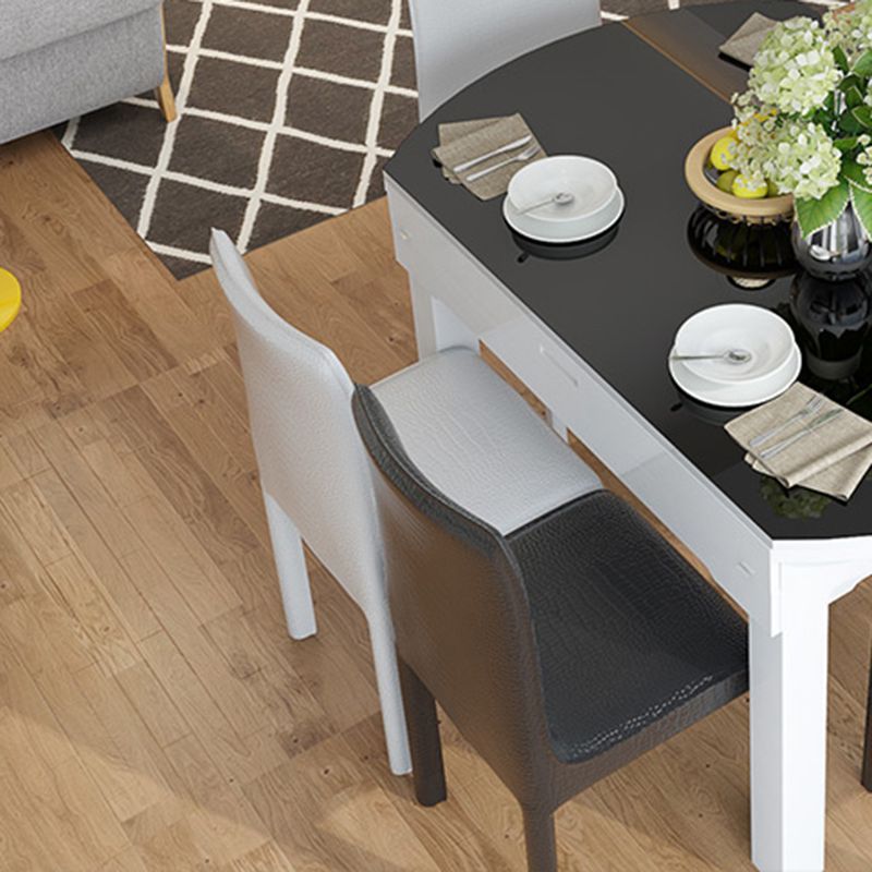 キッチンのための現代的な強化ガラストップダイニングルームセット折りたたみ