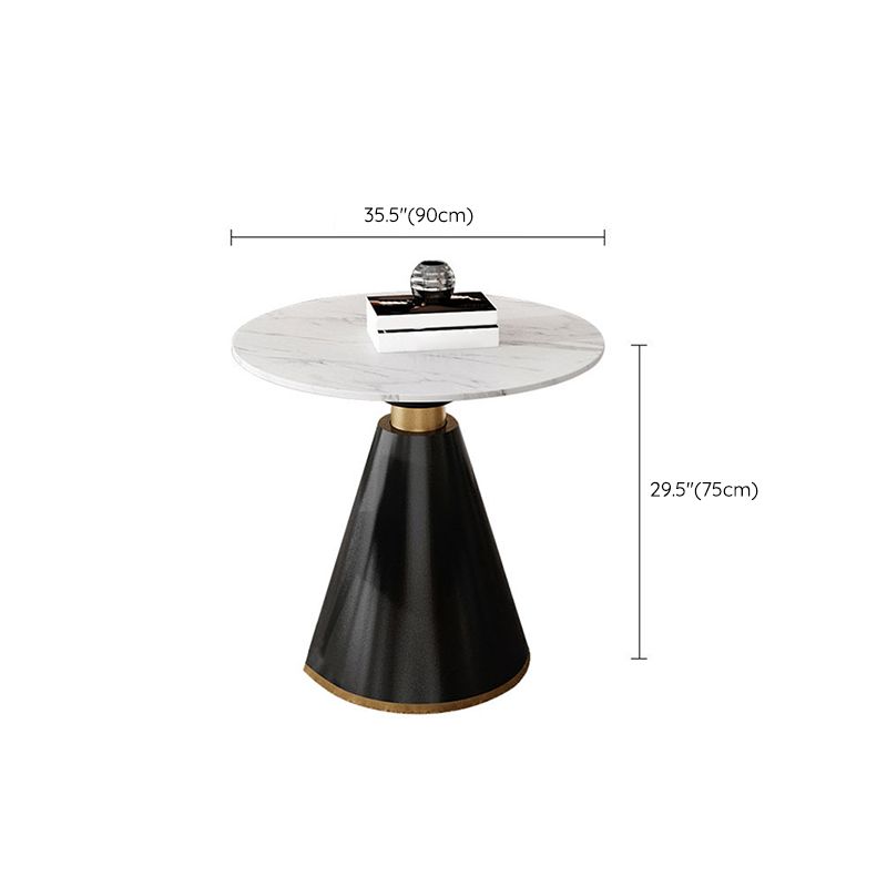Mesa de comedor redonda con base de pedestal, mesa superior de piedra de lujo tradicional para el hogar