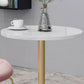 Table de bar avec base en métal Glam et plateau en pierre blanche, table de pub fixe pour patio
