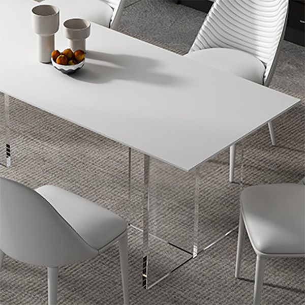 Medieval Modern Rectangle Dining Table Sintered Stone Table with Acrylic Legs for Home Use Clearhalo 'Dining Tables & Seating' 'Dining Tables' 'dining_table' 'furn' 'furn_dining_table' 'Furniture' 'Kitchen & Dining Furniture' 1200x1200_aa39e25a-0abf-485d-ad4d-53ec7b534484