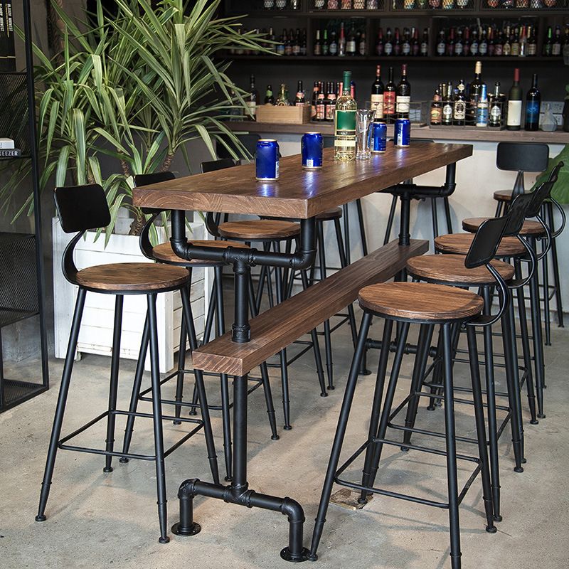 Solid Wood Bar Table Industrial Bar Dining Table with Black Base Clearhalo 'Bar Furniture' 'Bar Tables' 'bar_tables' 'furn' 'furn_bar_tables' 'Furniture' 'Kitchen & Dining Furniture' 1200x1200_aa39ffc4-ee2e-461a-b479-62bdd39deb5a