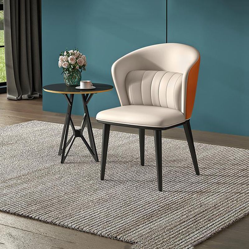 Sillas de comedor de cuero modernas de cuero con ala silla lateral de comedor sin brazo