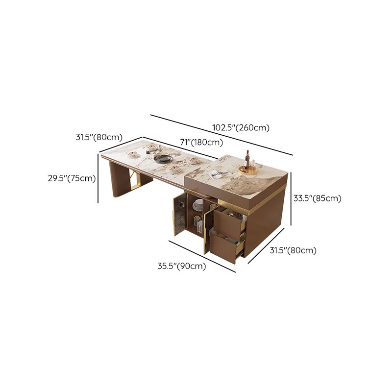 Stone Top Dinette Table with Storage Modern Kitchen Dining Table Clearhalo 'Dining Tables & Seating' 'Dining Tables' 'dining_table' 'furn' 'furn_dining_table' 'Furniture' 'Kitchen & Dining Furniture' 1200x1200_aa3bec13-1b19-42a3-bdb2-222c38732efb