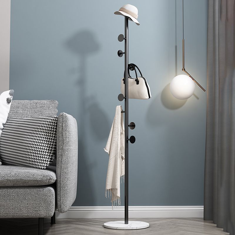 Moderna estante de abrigo Marble Bottom Metal Entry Hall Arbel con ganchos de abrigo