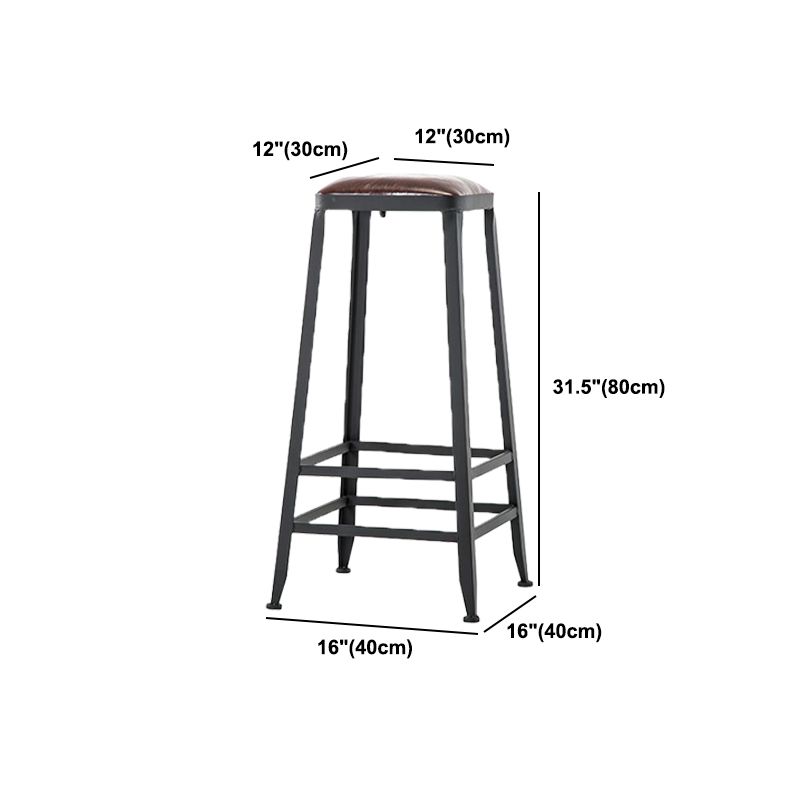 Industrial Armless Counter Stool Iron Milk Tea Shop Bar Stool with Cushion and Pedal Clearhalo 'Bar Furniture' 'Bar Stools' 'bar_stools' 'furn' 'furn_bar_stools' 'Furniture' 'Kitchen & Dining Furniture' 1200x1200_aa3d0ec6-14dc-493c-9d80-943abc410177