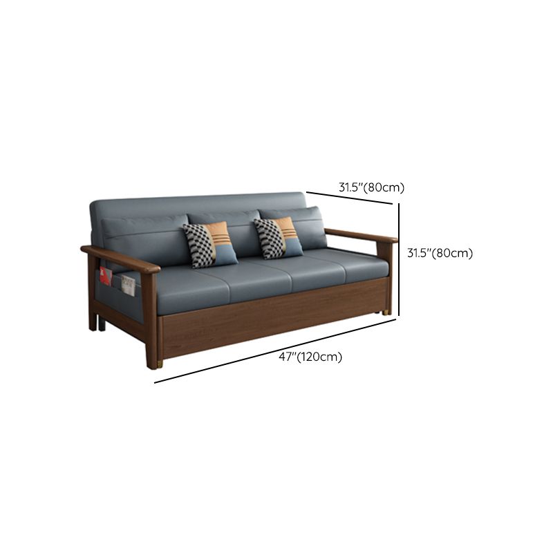 Convertible Square Arm Sofa with Pillows Faux Leather Sofa Bed in Blue Clearhalo 'furn' 'furn_sofas' 'Furniture' 'Living Room Furniture' 'Sofa' 'sofas' 1200x1200_aa3d194c-e134-43d6-b55b-c1d66d10ca0b