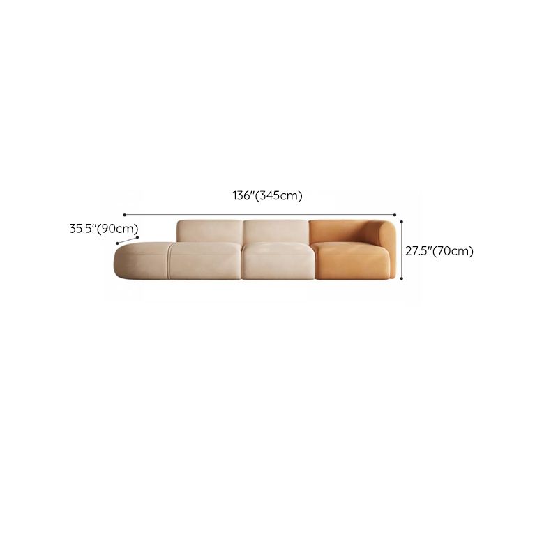 Minimalist 27.6-In H Sofa and Chaise Brown & Beige Sofa with One Side Arm Clearhalo 'furn' 'furn_sectionals' 'Furniture' 'Living Room Furniture' 'Sectionals' 1200x1200_aa3d553f-7bd8-49d9-a30c-9f3a3571fdf8