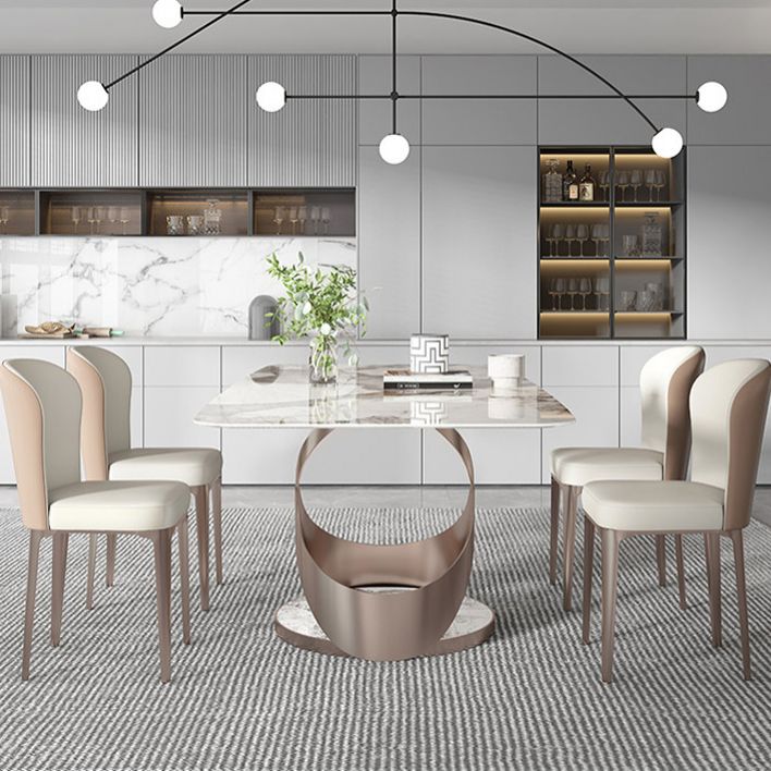 Set da pranzo lussuoso con piano in pietra sinterizzata Set tavolo da pranzo rettangolare 1/4/5/7 pezzi