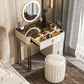 Contemporary Glass Top Vanity Desk Solid Wood Vanity Dressing Table
