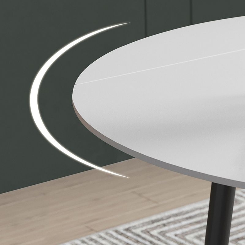 Modern Sintered Stone Dining Table White Round Table with Black Frame for Home Clearhalo ' dining_table' 'Dining Tables & Seating' 'Dining Tables' 'furn' 'furn_dining_table' 'Furniture' 'furniture_dining_table' 'Kitchen & Dining Furniture' 'kitchen&dining_furn' 'kitchen' 'kitchen_dining_table' 1200x1200_aa41a4ab-61a9-4e75-94f9-ff523a13ef45