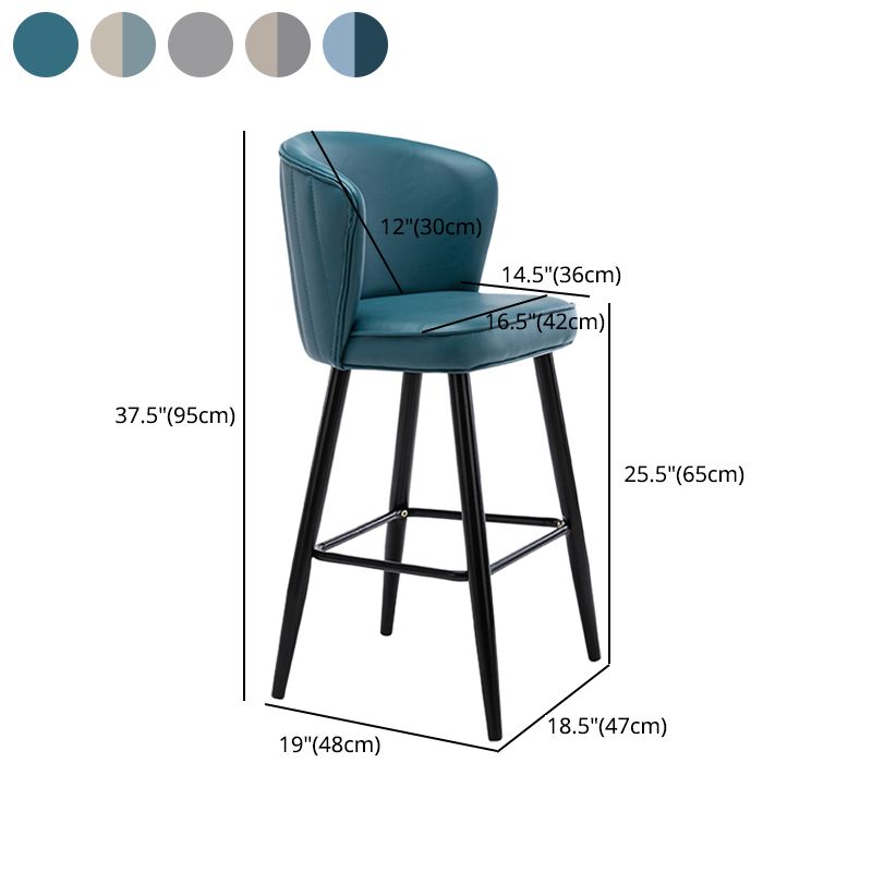 Contemporary Metal Upholstered Barstool Indoor Bar Stool with Iron Legs and Low Back Clearhalo 'Bar Furniture' 'Bar Stools' 'bar_stools' 'furn' 'furn_bar_stools' 'furniture_bar_stools' 'Kitchen & Dining Furniture' 'kitchen&dining_furn' 'kitchen' 'kitchen_furn' Furniture' 1200x1200_aa45254f-e838-42cf-b7b6-a6aafc68b87c