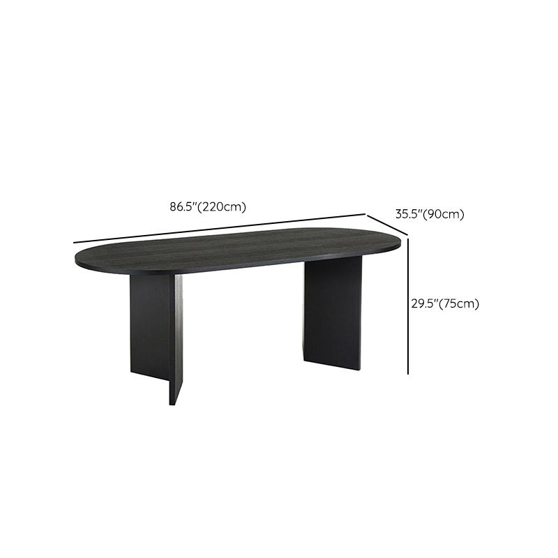 Modern Wood Dining Table Oval Black Dinner Table for Dining Room Clearhalo 'Dining Tables & Seating' 'Dining Tables' 'dining_table' 'furn' 'furn_dining_table' 'Furniture' 'Kitchen & Dining Furniture' 1200x1200_aa466bd4-4f60-4640-a4b6-113e8fde2100