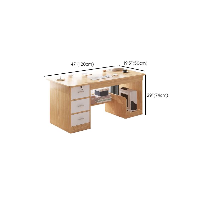 Modern Style Brown Office Desk Wooden Writing Desk with Drawers for Bedroom
