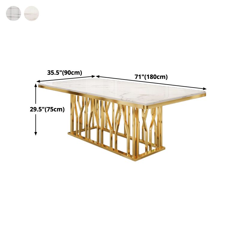 Metal Traditional Luxury Rectangle Dining Table White Top Indoor Table with Pedestal Base Clearhalo ' dining_table' 'Dining Tables & Seating' 'Dining Tables' 'furn' 'furn_dining_table' 'Furniture' 'furniture_dining_table' 'Kitchen & Dining Furniture' 'kitchen&dining_furn' 'kitchen' 'kitchen_dining_table' 1200x1200_aa49111c-b7f4-4d53-a0f9-7db2d3dc7454