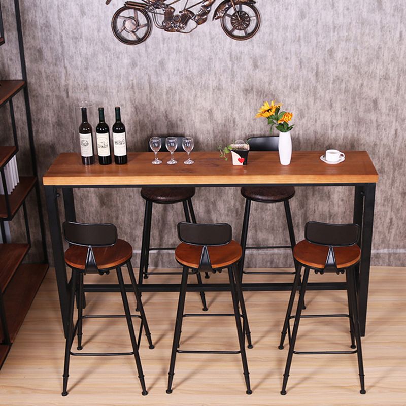 Industrial Rectangle Bar Table Pine Solid Wood Fixed Bar Dining Table Clearhalo 'Bar Furniture' 'Bar Tables' 'bar_tables' 'furn' 'furn_bar_tables' 'Furniture' 'Kitchen & Dining Furniture' 1200x1200_aa4a5e26-9730-40bc-82d3-ed61132b223b