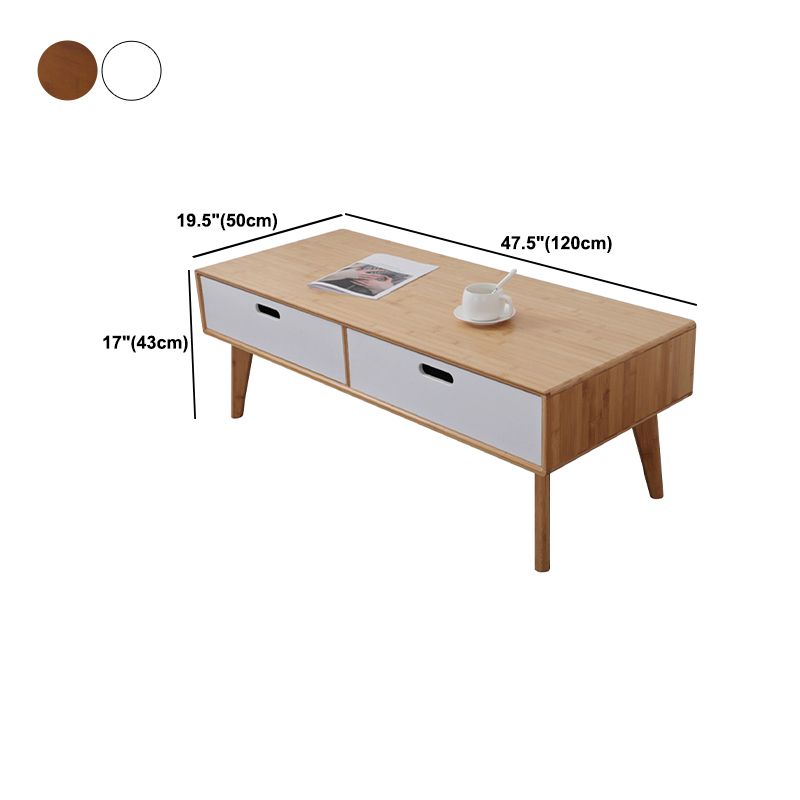 16.9" Tall Modern Wood 4-leg Base Rectangular Coffee Table with Drawers Clearhalo 'Coffee & Accent Tables' 'Coffee Tables' 'coffee_tables' 'furn' 'furn_coffee_tables' 'Furniture' 'furniture_coffee_tables' 'Living Room Furniture' 1200x1200_aa4e2ee1-3330-415f-99db-7f659980880e