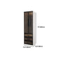Brown Glass Door Wardrobe for Home Contemporary Hinged Door Storage Cabinet