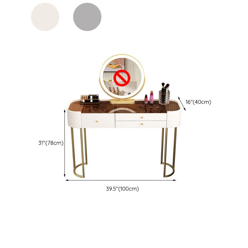 15.74" Wide Vanity Desk with 3 Storage Drawers  Glam Glass Dresser, Whit