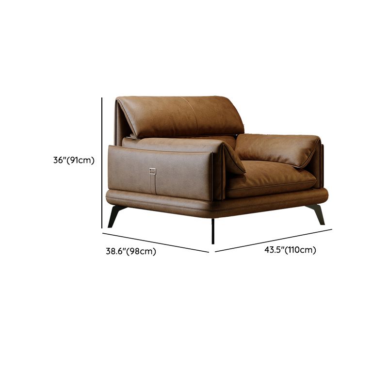 Divano braccio top cuscino in cuscinetto in pelle marrone cucitura cupina posteriore