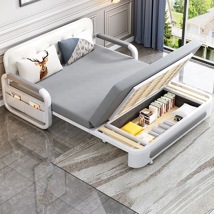 Pillow Included Sofa Futon Square Arms Convertible Sofa with Storage