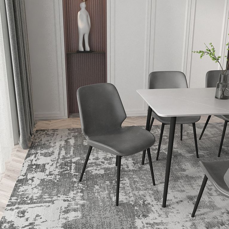Set da pranzo moderno grigio Set tavolo da pranzo rettangolare da 1/4/7 pezzi con piano in pietra