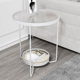 23.6" Tall Round Glass Top Side Table Iron Frame Base End Table with Shelf Clearhalo 'Coffee & Accent Tables' 'End & Side Tables' 'end_side_tables' 'furn' 'furn_end_side_tables' 'Furniture' 'Living Room Furniture' 1200x1200_aa5465dc-7735-4a91-9480-d2f62228840a
