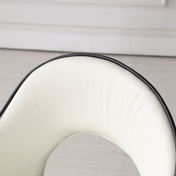 Glam Open Back Dineren fauteuil pu lederen eetkamerstoel met massieve houten benen