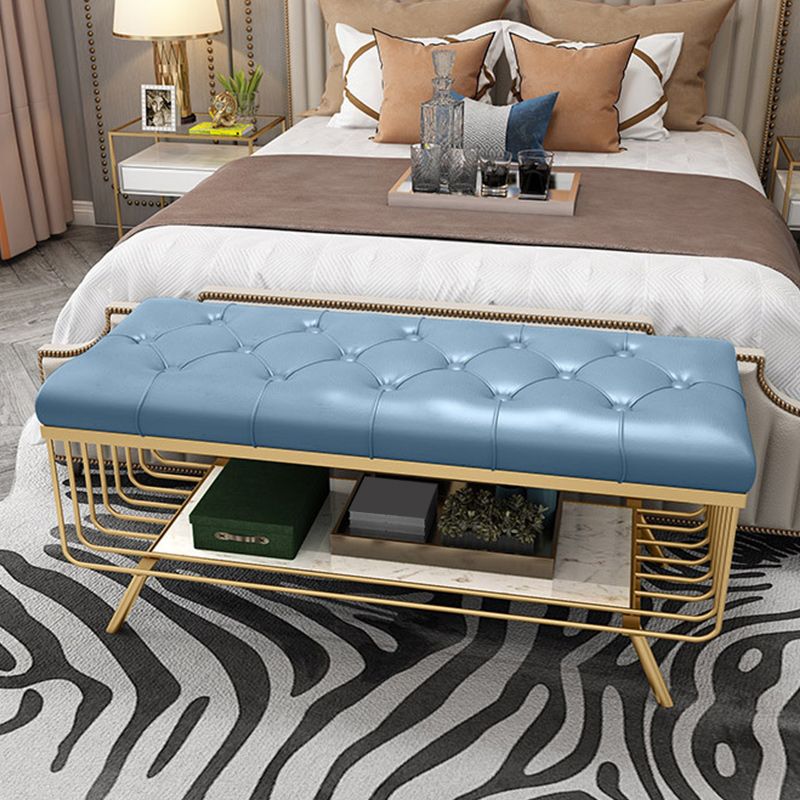 17.7 Inch High Glam Metal Seating Bench Tufted Entryway Bench Clearhalo 'Benches' 'Chairs & Seating' 'furn' 'furn_benches' 'Furniture' 'Living Room Furniture' 1200x1200_aa54bd10-e8b6-4317-a539-2c22cc2d538e