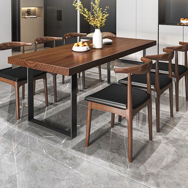 Brown Solid Wood Industrial Dining Table Set 1/2/5/7 Pcs Dinette Set for Home Clearhalo 'Dining Room Sets' 'Dining Tables & Seating' 'dining_room_set' 'furn' 'furn_dining_room_set' 'Furniture' 'Kitchen & Dining Furniture' 1200x1200_aa56c8ad-f62e-45c2-a96e-9f91d04174b8
