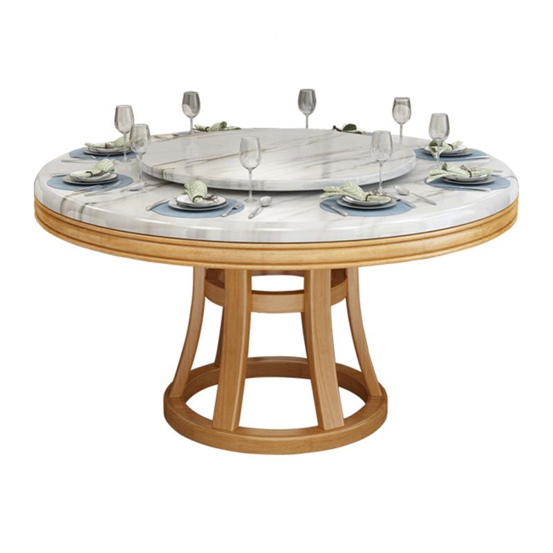 Simplicity Home Sintered Stone Dining Table Round Shape Table with Solid Wood Base Clearhalo ' dining_table' 'Dining Tables & Seating' 'Dining Tables' 'furn' 'furn_dining_table' 'Furniture' 'furniture_dining_table' 'Kitchen & Dining Furniture' 'kitchen&dining_furn' 'kitchen' 'kitchen_dining_table' 1200x1200_aa59c8d8-9a13-4332-a4f4-ff674e67d55e