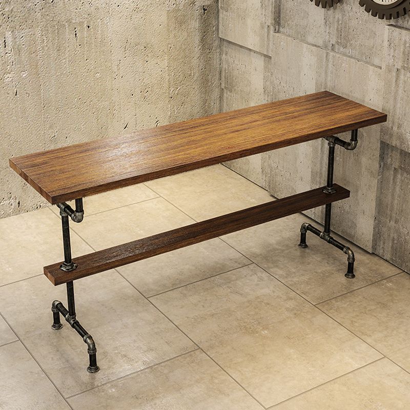 Industrial Wood Counter Table with Rectangle Table Top Black Trestle Table - 42" H Clearhalo 'Bar Furniture' 'Bar Tables' 'bar_tables' 'furn' 'furn_bar_tables' 'Furniture' 'furniture_bar_tables' 'Kitchen & Dining Furniture' 1200x1200_aa5ad440-ecfb-4a4c-9415-79f9f3037fb3