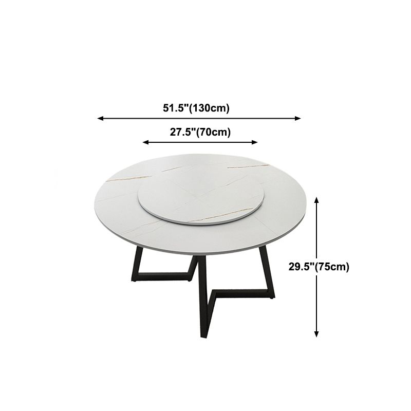 Round Double Pedestal Table Simplicity Style Dining Site Table with Turntable Clearhalo 'Dining Tables & Seating' 'Dining Tables' 'dining_table' 'furn' 'furn_dining_table' 'Furniture' 'Kitchen & Dining Furniture' 1200x1200_aa5adc35-b488-4f10-bb55-edbba1552b77