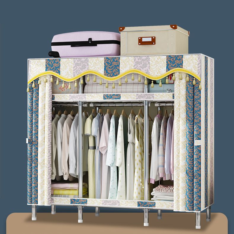 Freestanding Metal Frame Wardrobe Modern Removable Wardrobe with Legs Clearhalo 'Armoires & Wardrobes' 'armoires_wardrobes' 'Bedroom Furniture' 'furn' 'furn_armoires_wardrobes' 'Furniture' 1200x1200_aa5b7258-05b1-4dd5-bbc0-abd0b2c2edb2