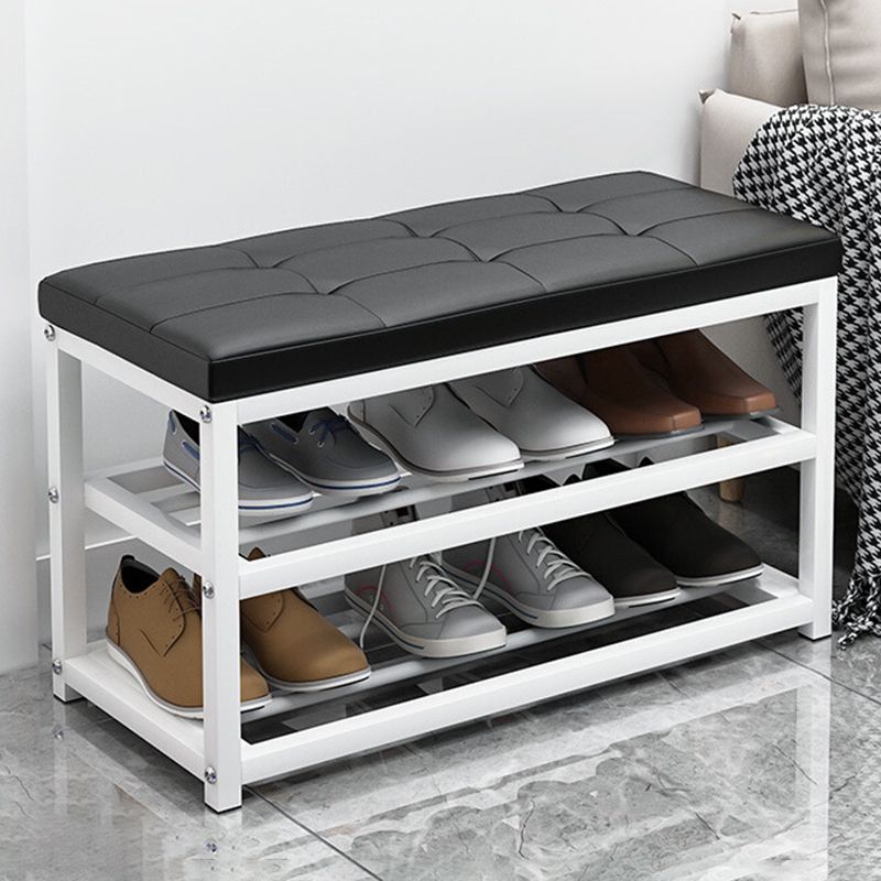 Contemporary Ottoman Faux Leather Upholstered Tufted Rectangle Ottoman with Bottom Rack Clearhalo 'furn' 'furn_ottomans_poufs' 'Furniture' 'Living Room Furniture' 'Ottomans & Poufs' 'ottomans_poufs' 1200x1200_aa5d6bce-c087-4800-a74f-2151bd2a9d01