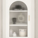 Servitore a buffet in pietra di ferro moderna 40 "H Server a buffet sala da pranzo con porta di vetro