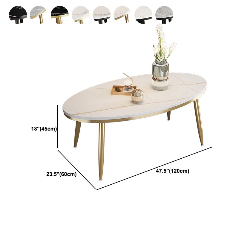 Glam Oval Coffee Table Slate Top 4 Legs Coffee Table for Living Room