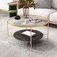 Modern Style Round Glass Table Plate Metal 4 Legs Base with Storage Rack Coffee Table Clearhalo 'Coffee & Accent Tables' 'Coffee Tables' 'coffee_tables' 'furn' 'furn_coffee_tables' 'Furniture' 'Living Room Furniture' 1200x1200_aa60f3f7-6dc9-47bc-908c-4f8d22a547b5