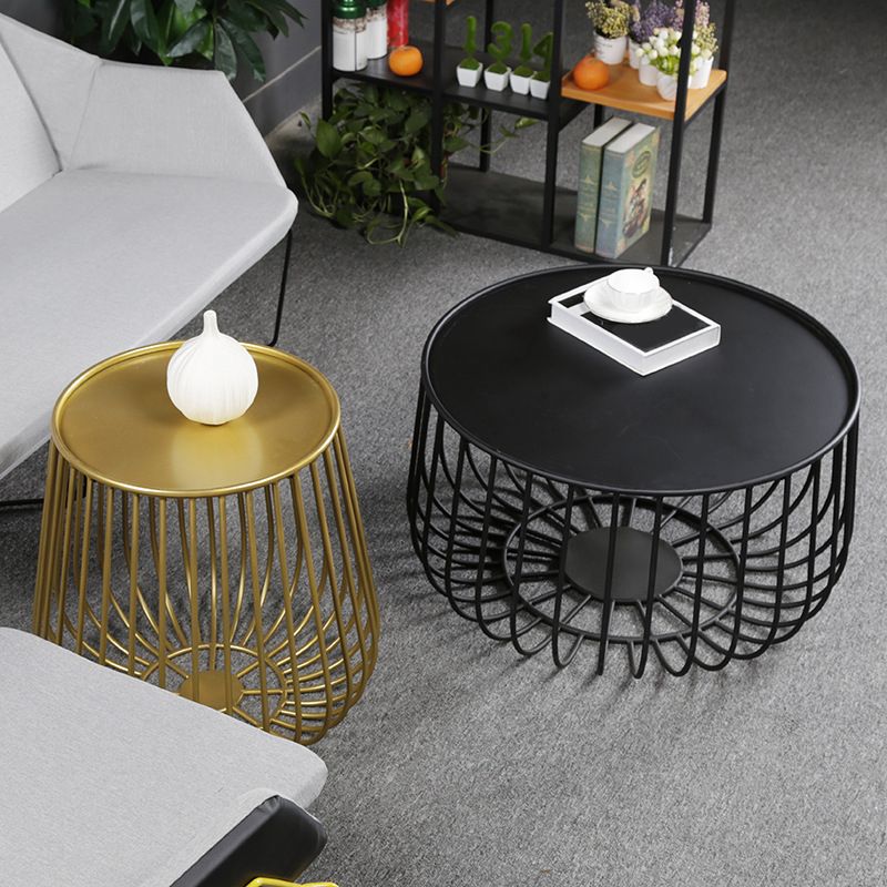 Mid-century Modern Round Iron Coffee Table, Frame Base Coffee Table Clearhalo 'Coffee & Accent Tables' 'Coffee Tables' 'coffee_tables' 'furn' 'furn_coffee_tables' 'Furniture' 'Living Room Furniture' 1200x1200_aa61701c-0363-49ba-97cc-18e579361a88
