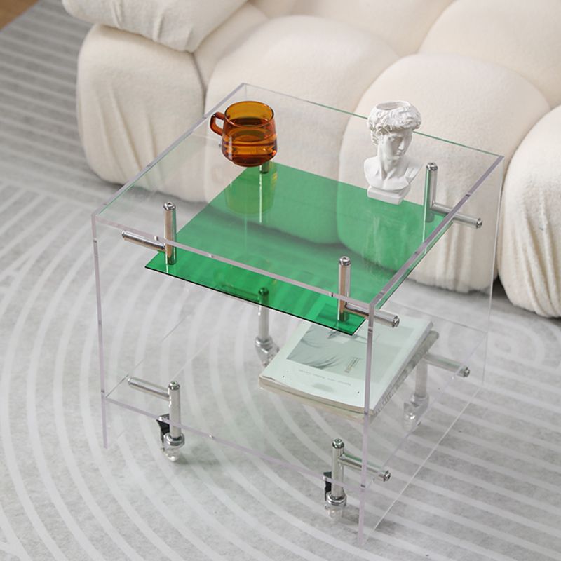 Plastic Rectangular End Table Double Tier Corner Table with Storage Clearhalo 'Coffee & Accent Tables' 'End & Side Tables' 'end_side_tables' 'furn' 'furn_end_side_tables' 'Furniture' 'Living Room Furniture' 1200x1200_aa626189-6216-4bde-a0f4-2ef7a20299f4