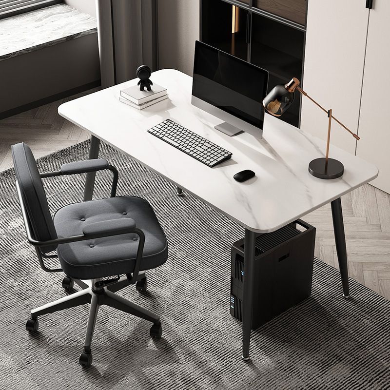 Rectangular Shaped Office Desk White/Black/Grey Writing Desk for Office Clearhalo 'furn' 'furn_office_desk' 'Furniture' 'Office Desks' 'Office Furniture' 'office_desk' 1200x1200_aa62ad6f-2b90-46bf-b069-278ed50cb6d0