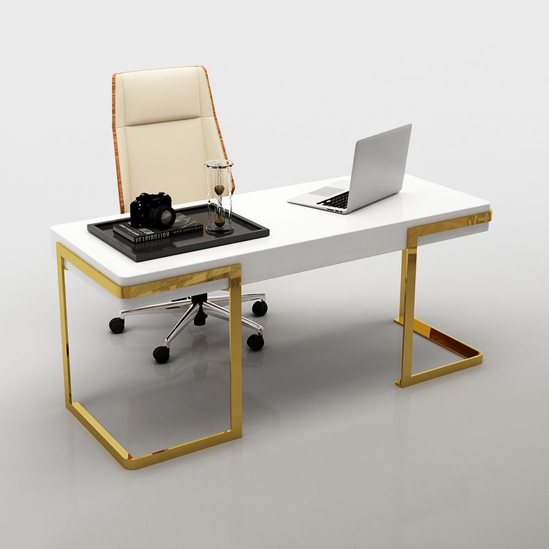 Wooden Home Office Writing Desk Glam Style 1-drawer Office Desk with Sled Base Clearhalo 'furn' 'furn_office_desk' 'Furniture' 'furniture_office_desk' 'Office Desks' 'Office Furniture' 'office_desk' 1200x1200_aa62b5aa-9ef5-4551-b5c5-895403d46567