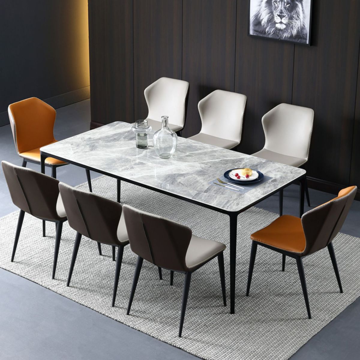 Modern Style Sintered Stone Dining Table Gray Rectangle Table with 4 Legs Clearhalo ' dining_table' 'Dining Tables & Seating' 'Dining Tables' 'Furniture' 'furniture_dining_table' 'Kitchen & Dining Furniture' 'kitchen&dining_furn' 'kitchen' 'kitchen_dining_table' 1200x1200_aa634b29-8f10-4d1e-a433-329c821345e7