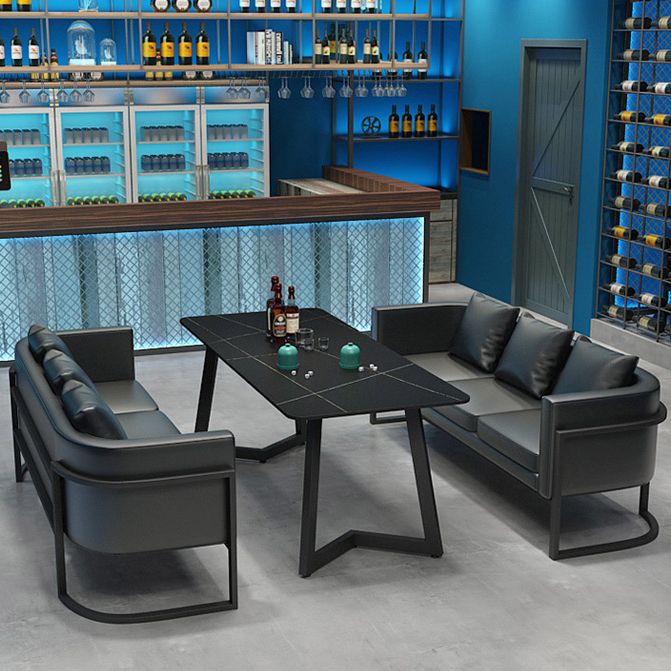 Industrial Style Sintered Stone Dinner Room Kitchen Table Black Metal Base Table for Dinning Room Clearhalo ' dining_table' 'Dining Tables & Seating' 'Dining Tables' 'furn' 'furn_dining_table' 'Furniture' 'furniture_dining_table' 'Kitchen & Dining Furniture' 'kitchen&dining_furn' 'kitchen' 'kitchen_dining_table' 1200x1200_aa63c290-ece0-47a5-a1b8-f2f5c8e04185