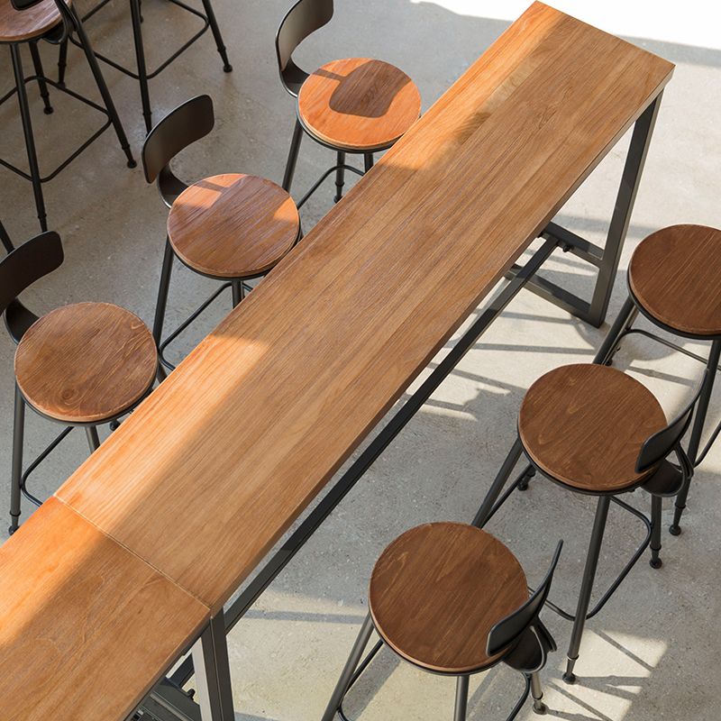 Industrial Rectangle Bar Table Solid Wood Trestle Base Bar Dining Table Clearhalo 'Bar Furniture' 'Bar Tables' 'bar_tables' 'furn' 'furn_bar_tables' 'Furniture' 'Kitchen & Dining Furniture' 1200x1200_aa643726-60a9-4c5a-bea3-9d7d36a44ca9