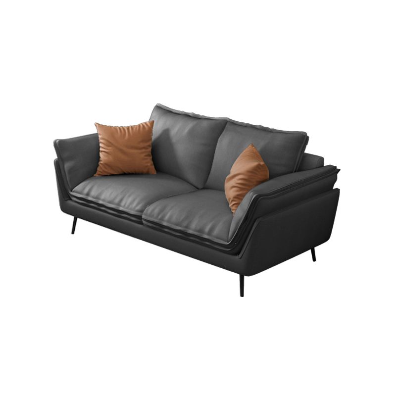 コンテンポラリークッション標準的な埋め込み式アームリビングルームフェイクレザーソファ