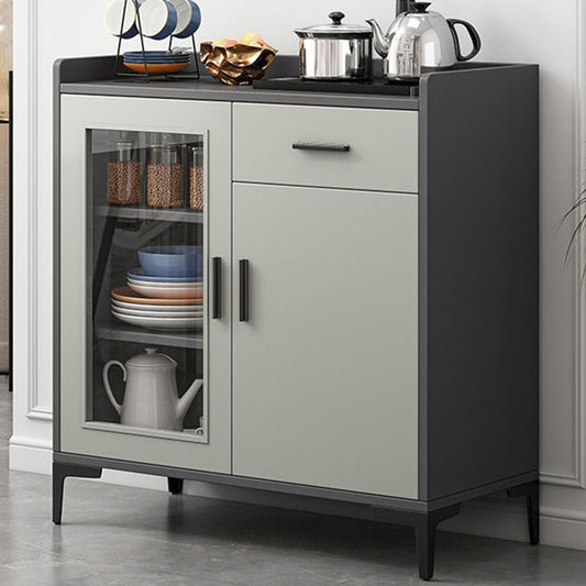 Stegno a buffet in legno in stile contemporaneo con armadi e cassetti