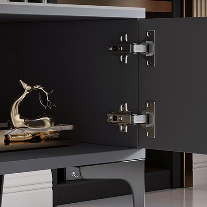 15.7" H Glam TV Cabinet Glass Top Media Console TV Stand with 2 Doors Clearhalo 'furn' 'furn_tv_stands_entertainment_centers' 'Furniture' 'Living Room Furniture' 'TV Stands & Entertainment Centers' 'TV Stands & Media Storage Furniture' 'tv_stands_entertainment_centers' 1200x1200_aa6638bf-bef3-449e-87e9-1fd139ddb8ec