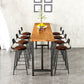 Industrial Rectangle Bar Table Set 1/9 Pieces Solid Wood Bistro Set for Indoor
